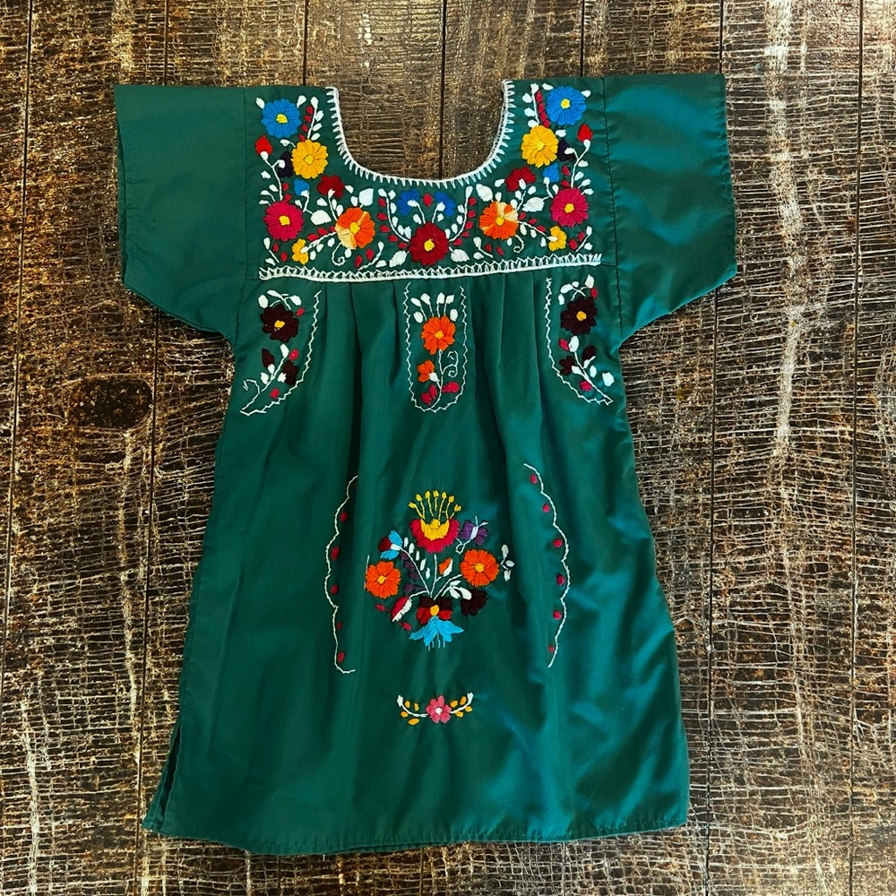 Girls Puebla Embroidered Mexican Dress 4